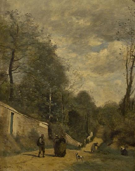 Jean-Baptiste Camille Corot Een straat in Ville d'Avray